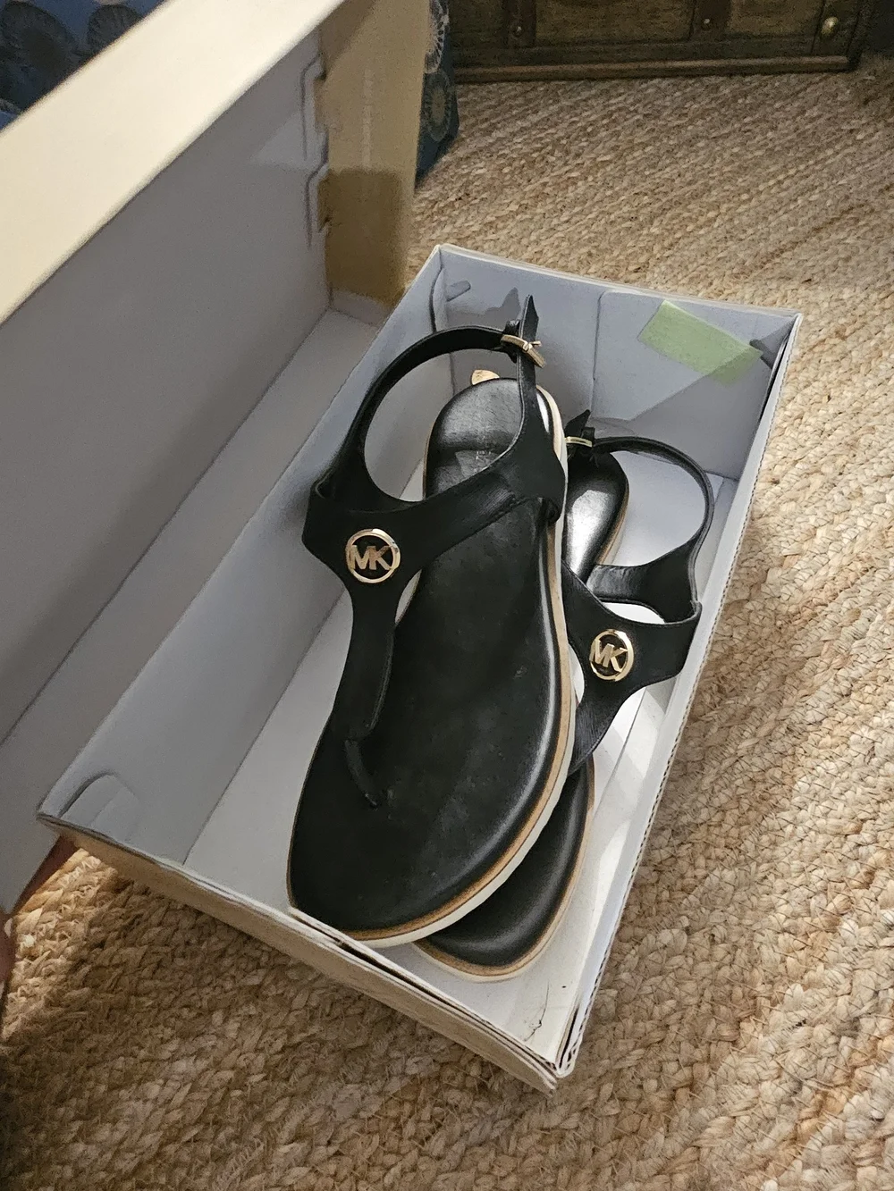 Michael Kors Women’s Black MK Logo Thong Sandals